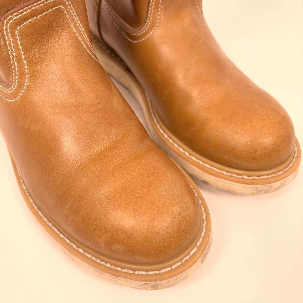 Dickies Work Boots Mens 9 Pull On Caml Brown Leather Carpenter Utility Barn Rare - Picture 11 of 13